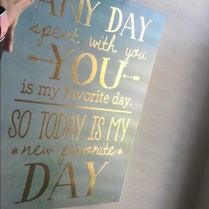 Blue Green and Gold Wall Art Sign
